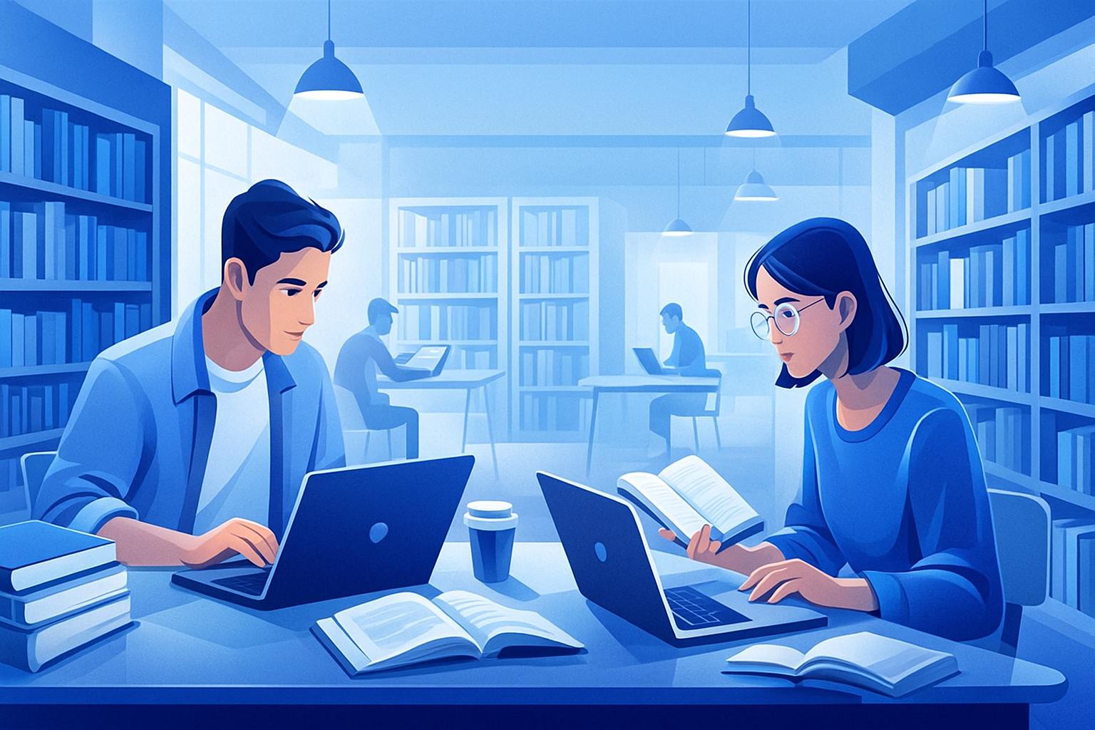Illustration: student studying with mentor